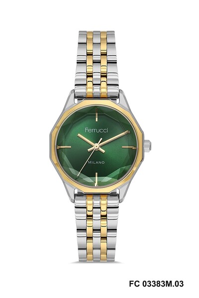 Ferrucci Ferrucci̇ Green Dial Cutout Glass Gold Silver Metal Women's Wristwatch