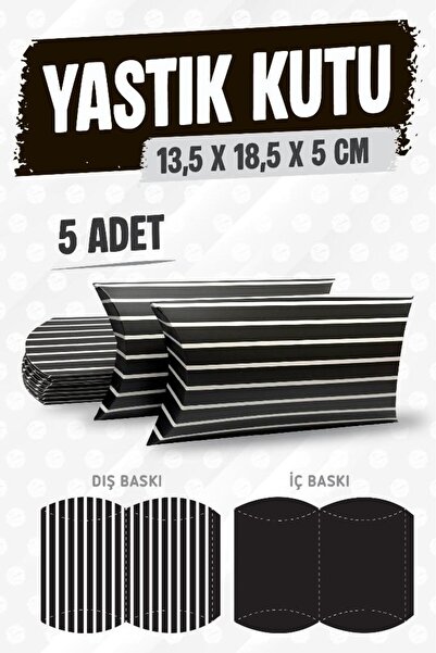 t tuğset etiket Yastık Kutu Karton Çizgili Hediye Kutusu 13,5X18,5X5 CM 5 ade...