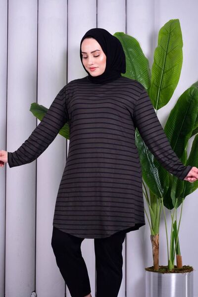 RAZENCİ تونيك مخطط من الليكرا القطنية الناعمة