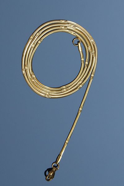 Rua Jewelry Steel Italian Embroidered Flat Snake Necklace 2 mm Gold Color |   Non-Blackening, Unisex, 2 Years Warranty