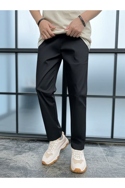 hello7 Μαύρο Slim Fit Ανδρικό Υφασμάτινο Παντελόνι - Casual Elegance