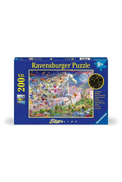 RAVENSBURGER - Puzzle Star Line Unicorn si fluturi luminosi, 200 piese XXL