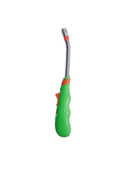 KlaussTech Lighter For Stove, With Gas, Flexible Head, Rechargeable, Compact Design, Green Color