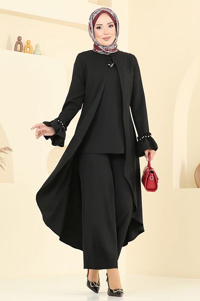 ModaMerve Σετ Cape Look Sofia 2702SL890-M Μαύρο