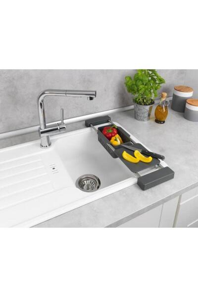 GBMOTION Gray Color Adjustable Multifunctional Sink Organizer – with Cutting ...