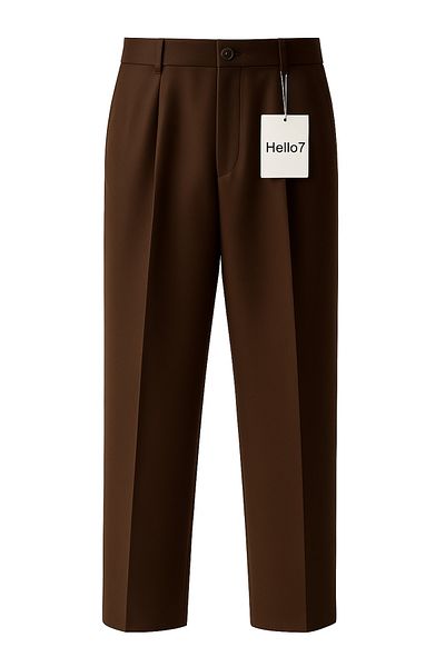 hello7 Men's Baggy Fit Trousers Brown