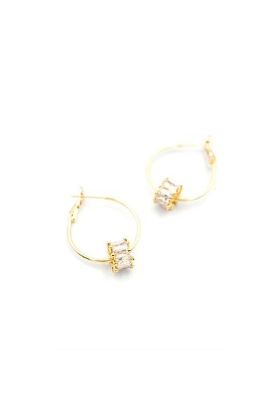 SepetBudur Baguette Stone Earrings - Gold