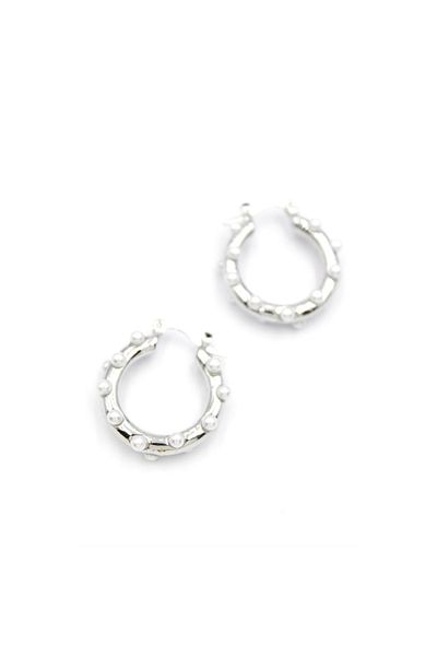 SepetBudur Pearl Hoop Earrings - Silver