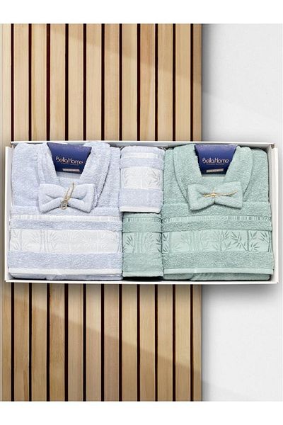Çeyiz Diyarı Set halate de baie pentru familie Diamond Bamboo 10 piese Blue Mint