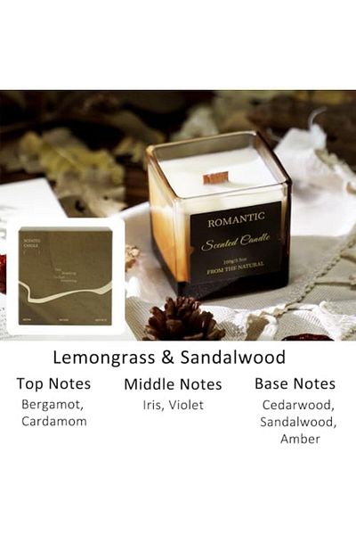 Generic شمعة معطرة، مجموعة هدايا شموع العلاج العطري الطبيعي لديكور المنزل والمكتب، 100 غرام - عشبة الليمون