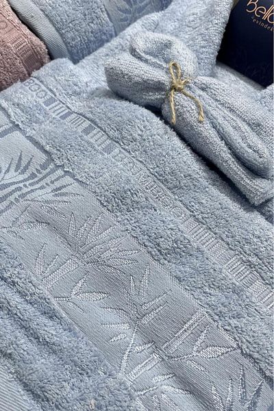 Çeyiz Diyarı Σετ οικογενειακής ρόμπας Diamond Bamboo 10 τεμαχίων Plum Blue