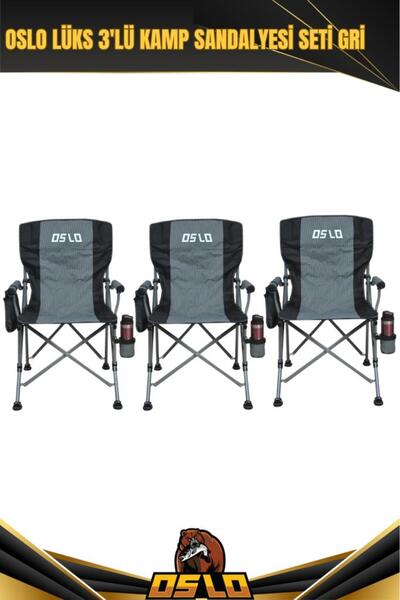Oslo Lüks 3'lü Kamp Sandalye Seti Gri