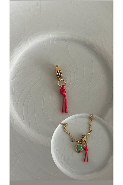 Hoop jewelery tek adet çelik kırmızı ip charm