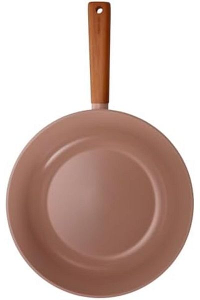 NEOFLAM Fika Blossom Wok Pan, 28 cm Size, Sandy Pink