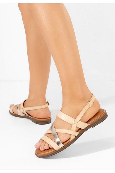 B T Shoes Sandale fara toc Zilky bej