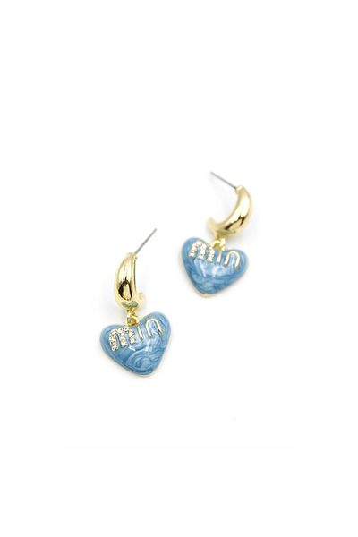 SepetBudur Enameled Heart Earrings - Blue