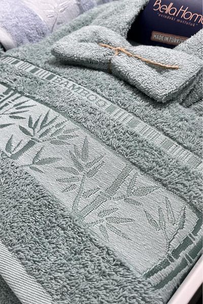 Çeyiz Diyarı Set halate de baie pentru familie Diamond Bamboo 10 piese Blue Mint