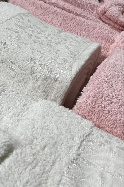 Çeyiz Diyarı Set halate de baie pentru familie Platinum Jacquard 10 piese Crem Powder