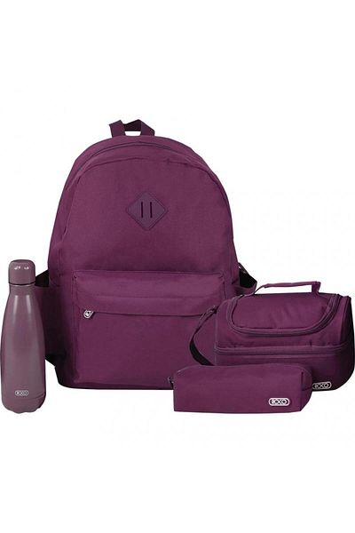 Roco Classic Solid Backpack 4-in-1 Value Set – 16-Inch with Lunch Bag, Pencil Case & Pouch