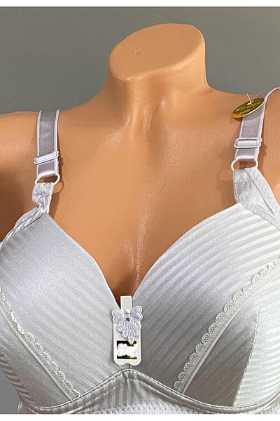 Pardon Velvet Stripe Detail Underwire-Free Fixed Strap Bra 807