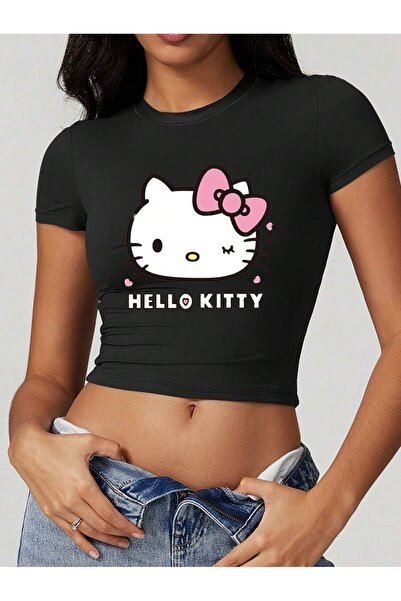 StartMore تي شيرت نسائي مطبوع عليه Hello Kitty