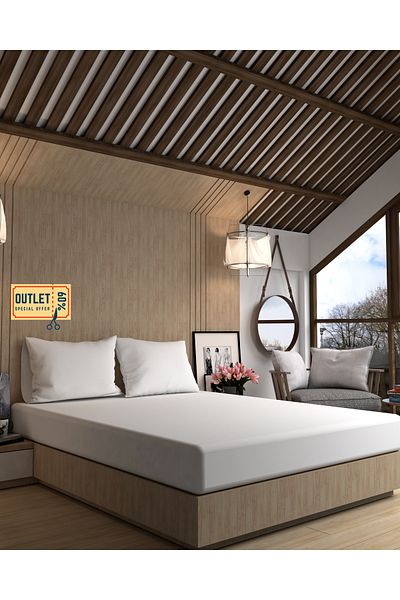 MyStory Home Διπλό εφαρμοστό σεντόνι White Outlet (Ελαττωματικό)