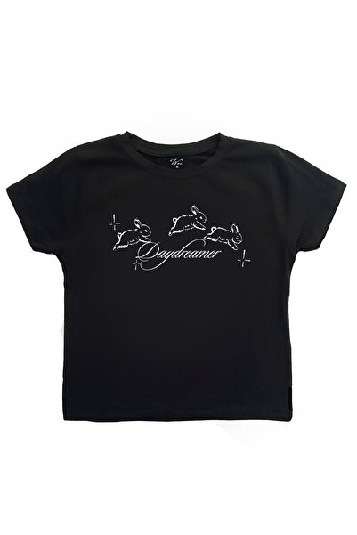 StartMore Kadın Day Tavşan Baskılı Baby Tee Crop