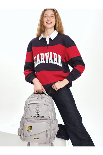 Pierre Cardin 18117 Unisex Backpack School Bag Gray