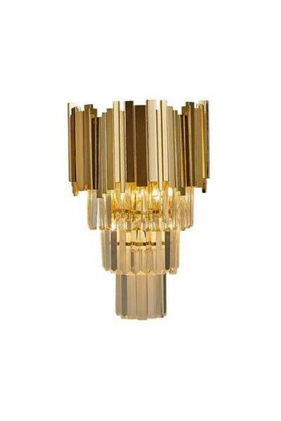 LUXXO Aplica Sofia, 3xE14, corp aluminiu, sticle cristal, 25x18x45cm, Aurie