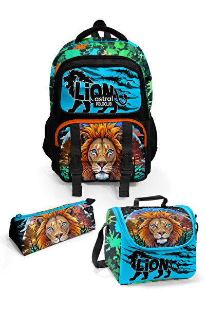Astral Polo Club Tasarım Desenli 5 Bölmeli 3'lü Okul Çanta Seti ( Sırt Çantas...