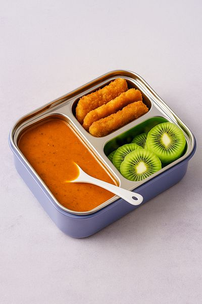 Relaxion Three Compartment, Stainless Steel, Lavender Food Storage and Transport Container/Box (461)