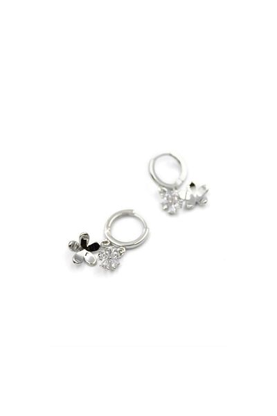 SepetBudur Zircon Stone Flower Earrings - Silver