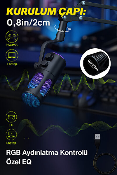 TECHNOMEN Type-C Kablolu Mikrofon Gürültü Önleyici, Net Ses Kalitesi, Vlog ve YouTube İçin Uyumlu Mikrofon