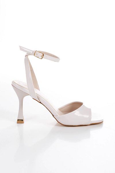 MFT AYAKKABI Women's Thin Style Heeled Ankle Strap Shoes Beige