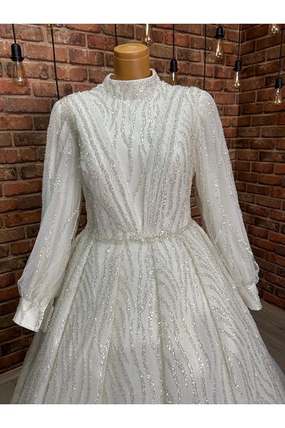 RENGARENG Plus Size Tetture Bridal Dress