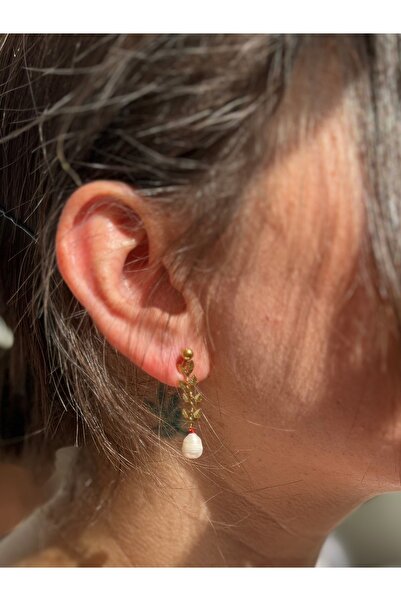 Yubi Başak Figür Paslanmaz Çelik Ucu Tatlısu İncisi Küpe