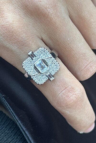 TAKIŞTIR Silver Color Stone Detailed Adjustable Ysx Ring