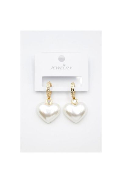 SepetBudur Pearl Heart Earrings - Gold