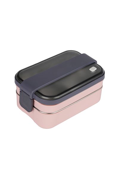 Relaxion Two Layers, Stainless Steel, Pink Lunch Box/Food Storage and Transport Container 1200 Ml. (304)