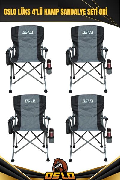 Oslo Lüks 4'lü Kamp Sandalye Seti Gri
