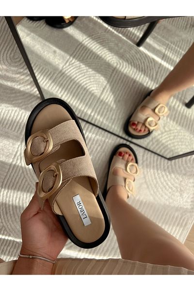 labor Selection Imported Buckle Suede Women's Slippers Soft Sole Full Mold