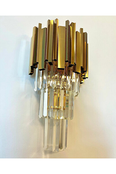 LUXXO Aplica Sofia, 3xE14, corp aluminiu, sticle cristal, 25x18x45cm, Aurie