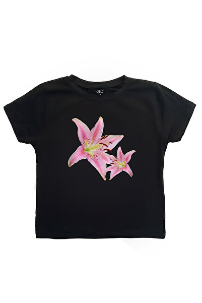 StartMore تي شيرت نسائي مطبوع عليه زهرة الزنبق