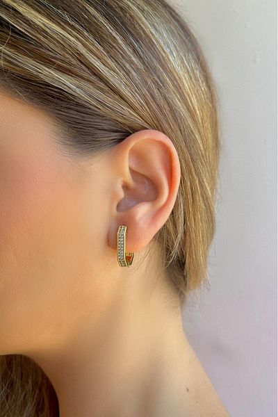 Bijou Luz Special Series Zircon Stone Hexagon Earrings