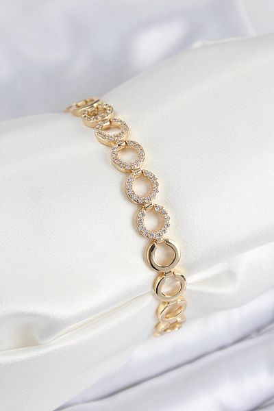 callerrons accessories Brass Zircon Stone Row Ring Model Gold Color Women's Bracelet - Ebj250726W36823