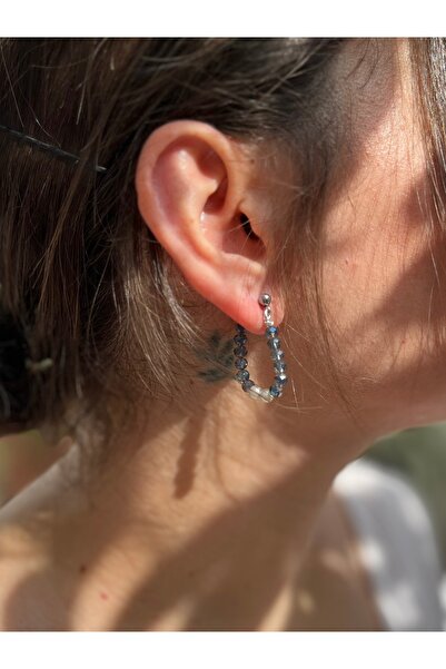 Yubi Crystal Stone Glass Pearl String Civi Earrings