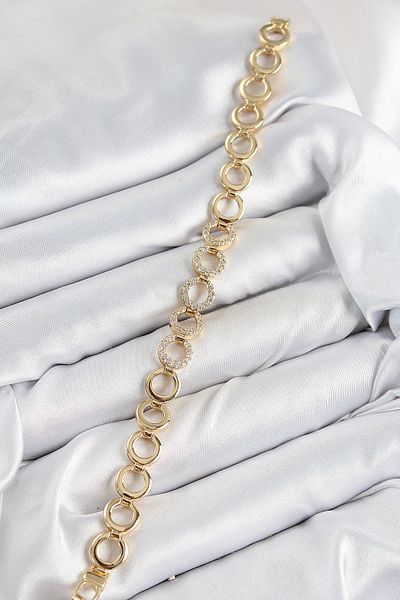 callerrons accessories Brass Zircon Stone Row Ring Model Gold Color Women's Bracelet - Ebj250726W36823