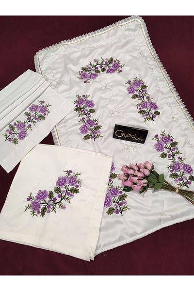 Çt Çeyizci Tekstil Set de covor de rugăciune 3 piese în cruce - violet