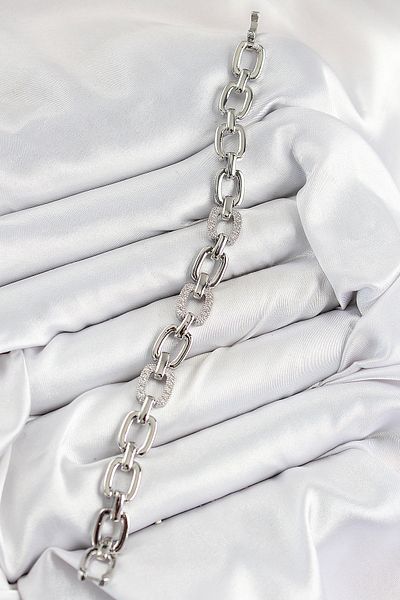 callerrons accessories Brass Zircon Stone Fragmented Chain Model Silver Color Women's Bracelet - Ebj250726W36804