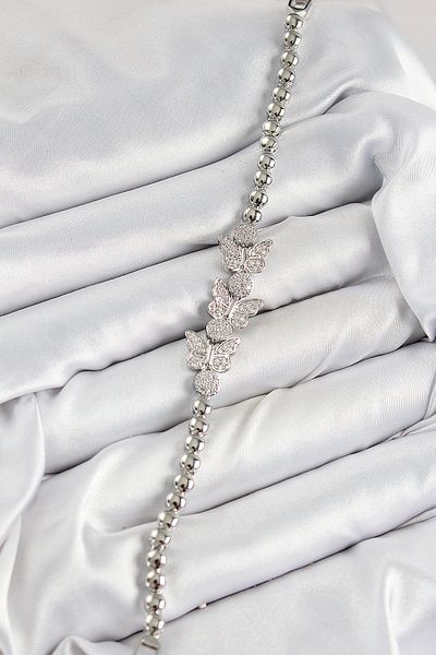 callerrons accessories Brass Zircon Stone Butterfly Model Silver Color Women's Bracelet - Ebj250726W36810